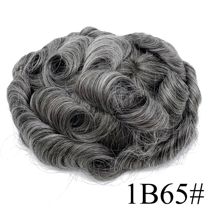 0.08mm Thickness PU Poly Base Double Knotted Toupee Human Hair Durable Time Long Lifespan Men's Capillary Prothesis
