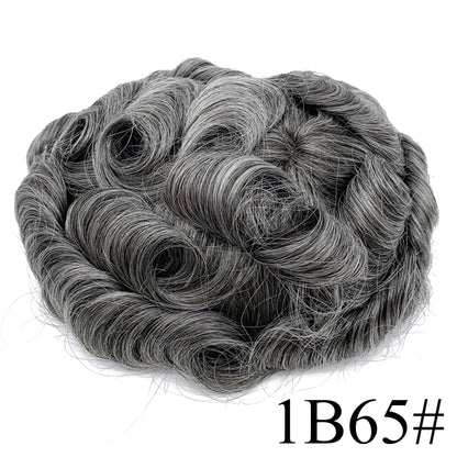 0.08mm Thickness PU Poly Base Double Knotted Toupee Human Hair Durable Time Long Lifespan Men's Capillary Prothesis