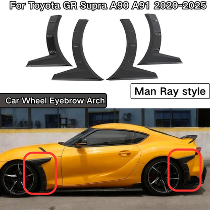 For Toyota GR Supra A90 A91 2020-2025 Car Wheel Eyebrow Arch Glossy Black Carbon Fiber Painted Car Accessories Body Kit Plastic