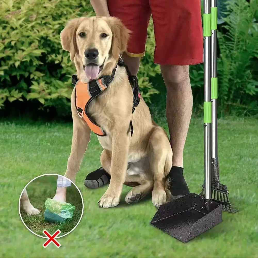 Adjustable Multifunction Pet Pooper Scooper Premium Stainless Steel Pet Tools - Long Handle, Rustproof & Durable