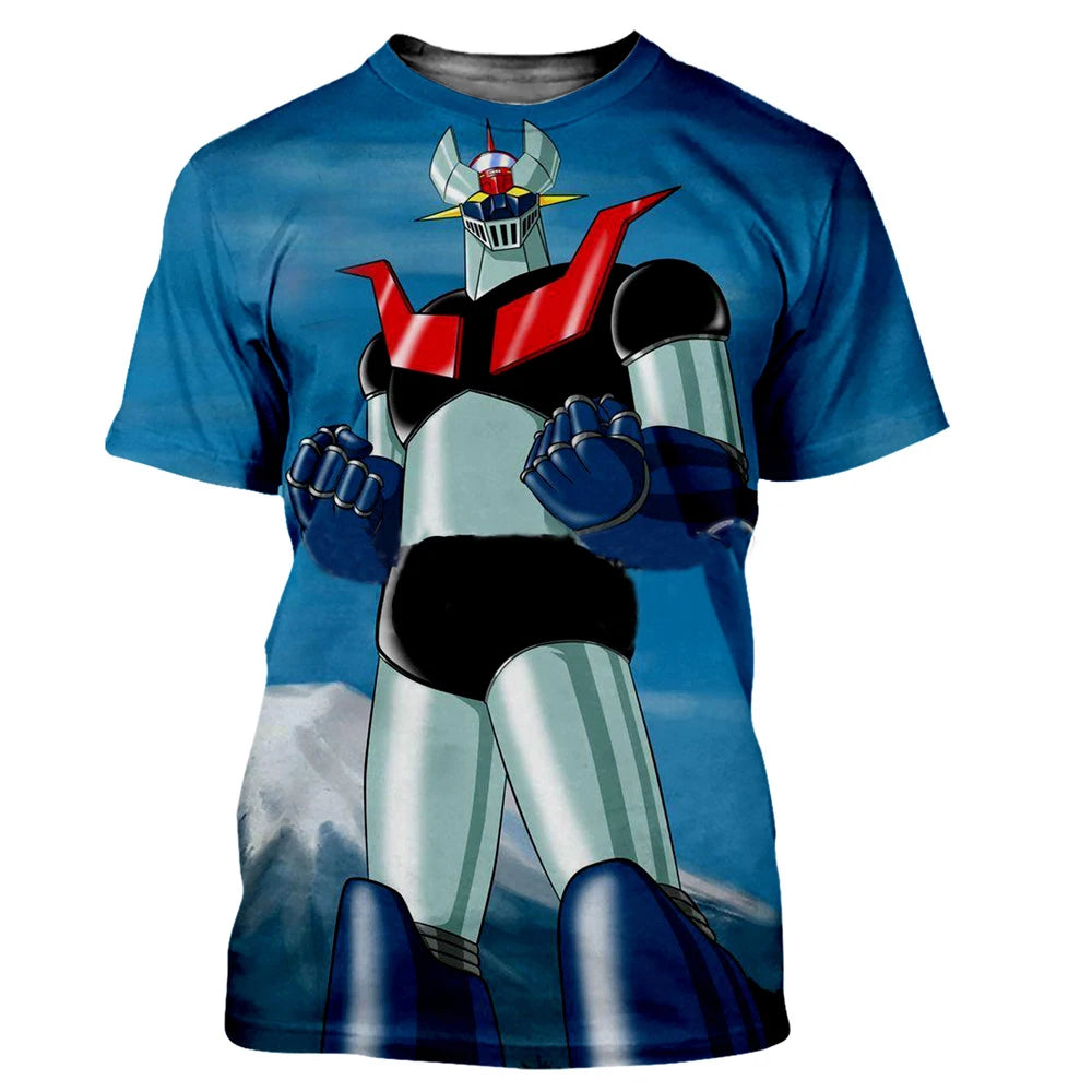 Mazinger Z T-Shirts Anime Robot 3D Print Men Women Short Sleeve T Shirts Oversized Streetwear Harajuku Tops Tees Man Clothing