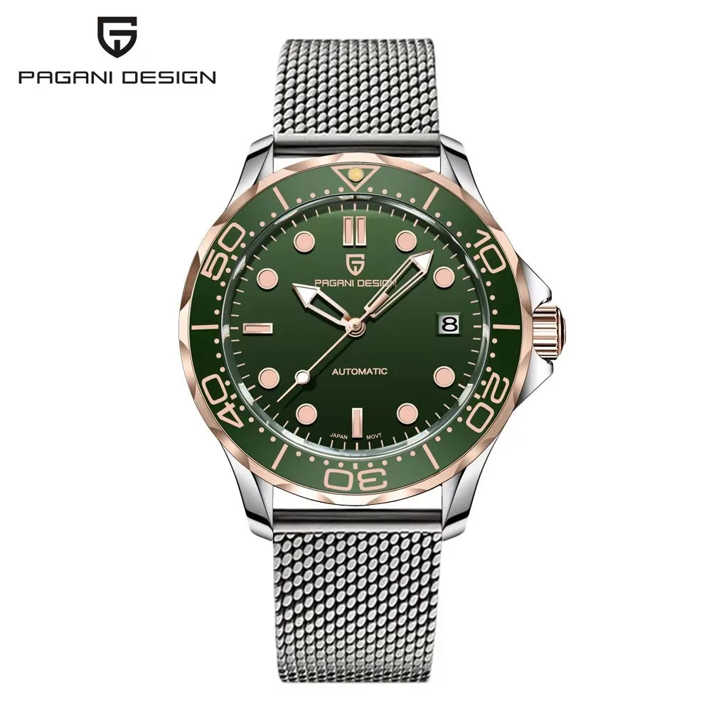 2025 New PAGANI DESIGN Diving Mens Watches Gold Luxury Automatic Watch For Men Mechanical Wristwatches AR Sapphire Ceramic Bezel