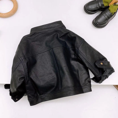 Children's motorcycle leather jacket 2025 new spring and autumn winter girls' jacket boys' western-style jacket