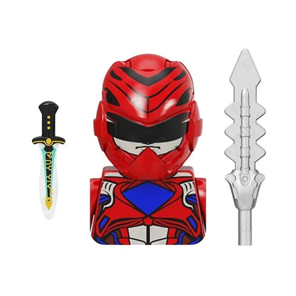 Powered Movie Rangers Mini Building Blocks Red Yellow Green Soliders Warrior Mighty Morphin Action Figures Toys Kids Gifts