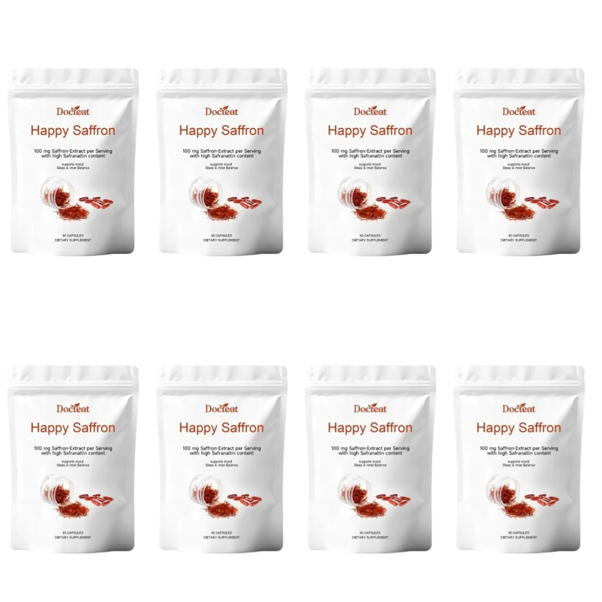 Saffron Extract Capsules for Mood Relaxation 100mg Per Serving High Safranal Saffron Raise Sleep Quality Stress Relief 60 Count