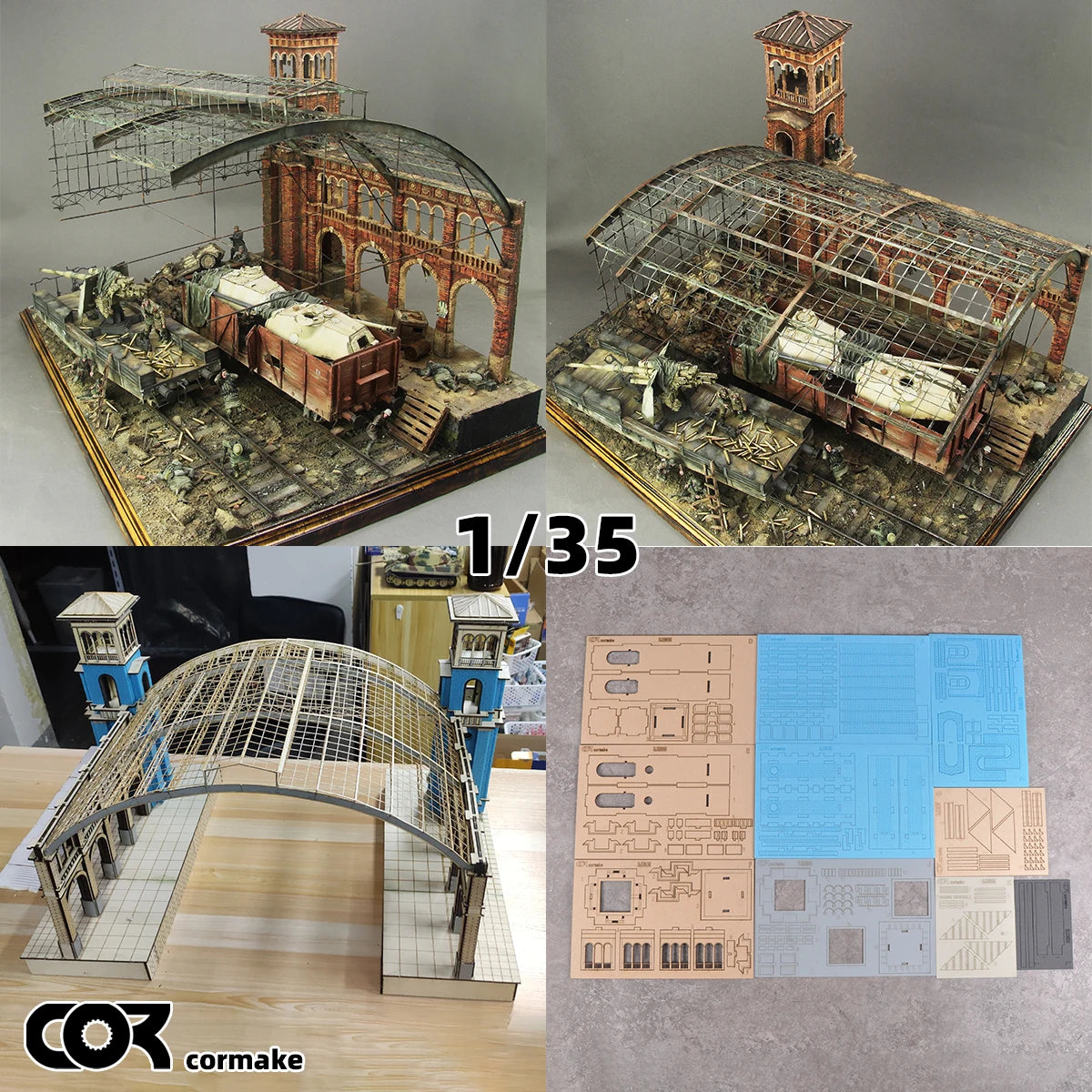 Assembly Architectural Model Miniature Sand Table Building Bungalow Railway Station Ticket Office Diorama Scale Model Kit 1/35