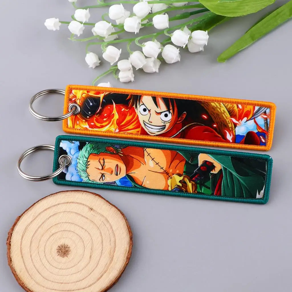 Cool Man Embroidery Key Fobs Keychains for Women Anime Key Tags Keyring Accessories Toys Gift