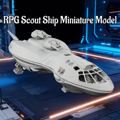 Sci-Fi Scout Ship Miniature – RPG Terrain Accessory for Space Exploration & Tabletop Roleplay, Collectible Gift for Gamers