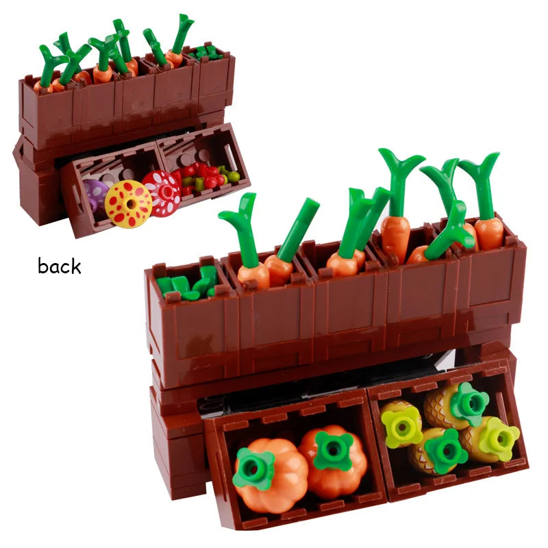 MOC City Supermarket Shop Store Building Blocks Street View Drink Food Vegetable Food Accessories Dessert Blocks Printed Bricks