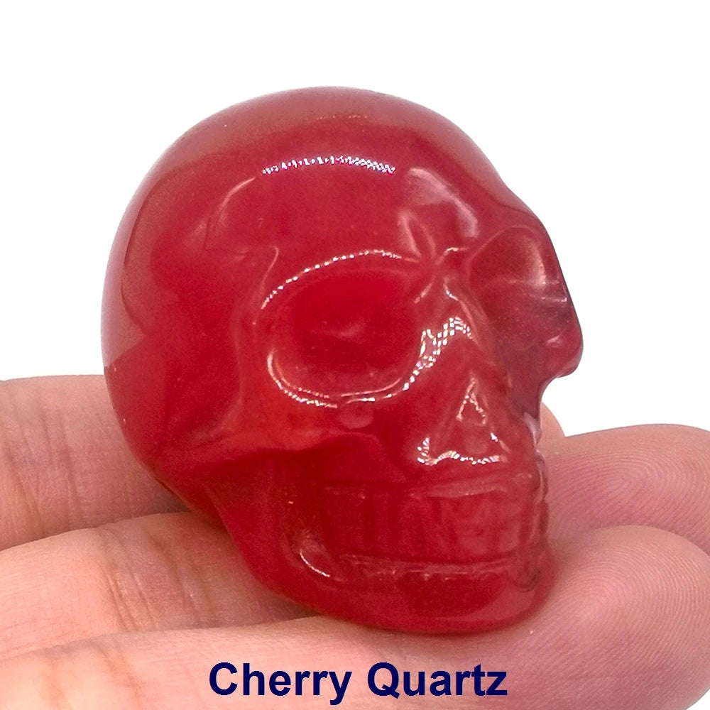 Wholesale 1.5" Natural Stones Crystal Skull Statue Amethyst Quartz Tiger Eye Carved Ore Mineral Crystals Figurine Home Decor