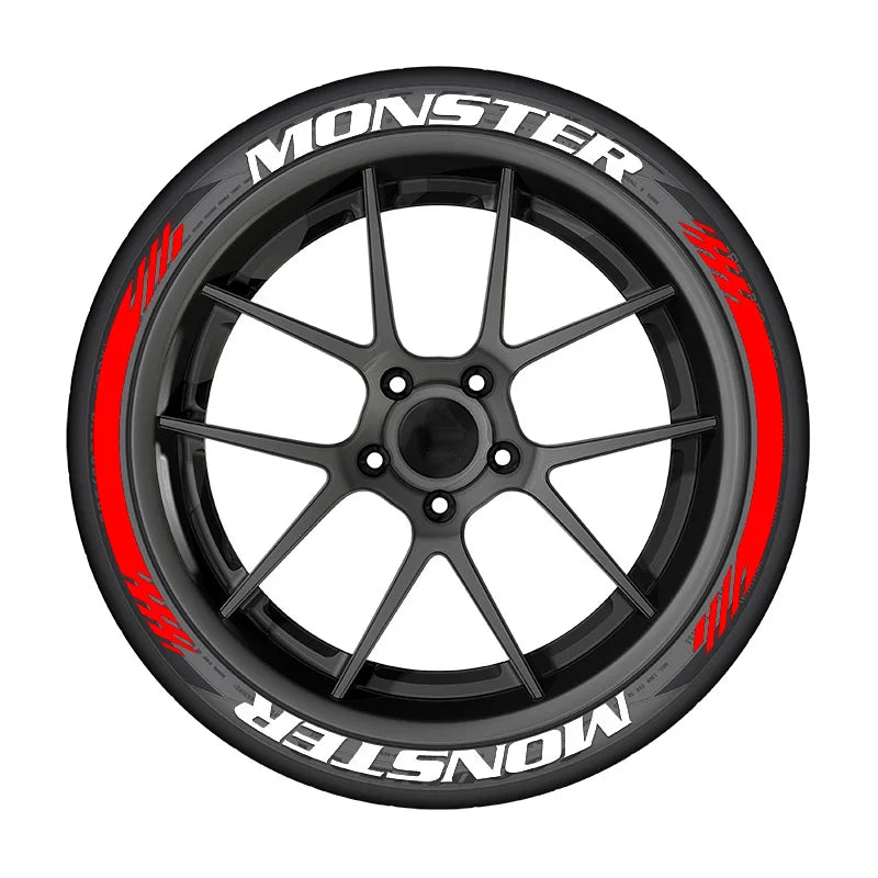 8pcs/lot MONSTER Car Tire Decals 3D PVC Joined Stickers Tire Decor Stickers Car Tuning Tire Decoration Decals Tyre Label Sticker