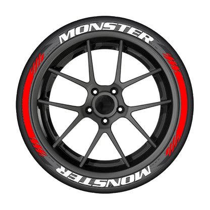 8pcs/lot MONSTER Car Tire Decals 3D PVC Joined Stickers Tire Decor Stickers Car Tuning Tire Decoration Decals Tyre Label Sticker