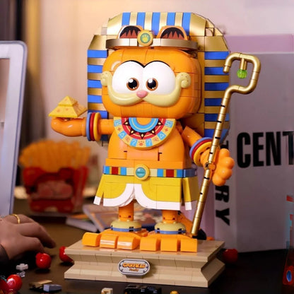 Garfield Building Block Statue of Liberty Children Cartoon Animation Assembly Toy Pharaoh Model Desktop Ornament Collection Gift