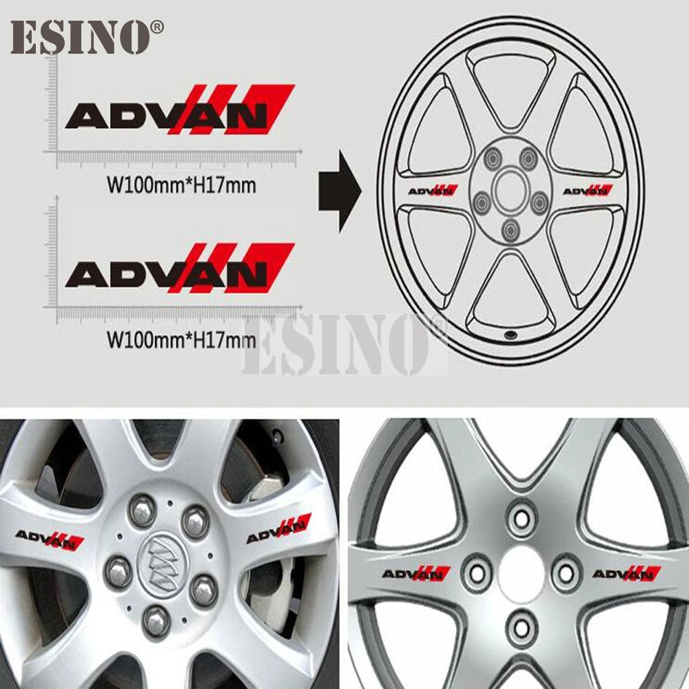 4 x Car Styling Car Decorative Wheel Rim Decoration Sticker Vinyl Decal Series Car Accessories Decal for Yokohama Advan