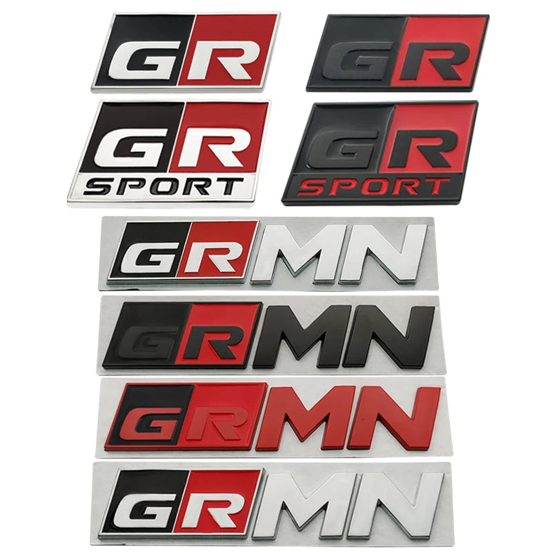 Metal GR SPORT GR MN Racing Car Badge Emblem Decoration Sticker For Toyota Vitz Prius PHV HARRIER MARK X Voxy Noah