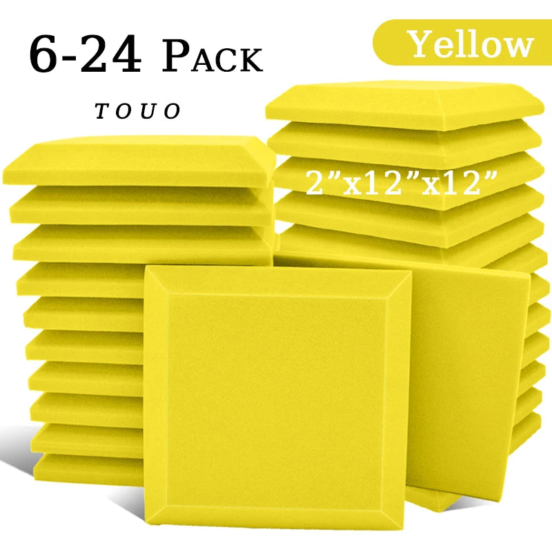 TOUO 6/12/24 Pcs Large Square Hypotenuse Acoustic Foam High Density Ktv Sound Foam Studio Acoustic Treatment Home Decoration