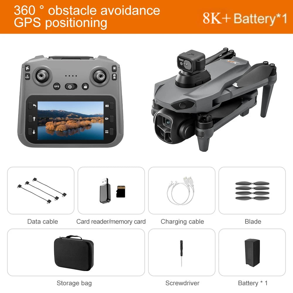 Lenovo V916MAX Professional 8K Drone HD Dual Camera Remote control with large screen, 5G WIFI FPV Foldable Quadcopter RC Dron