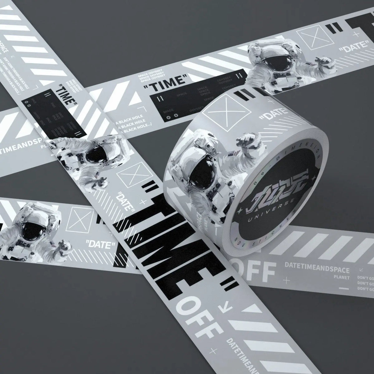 Space Astronaut Cyberpunk Warning Tape DIY Mechanical Decorative Tape Stickers Bicycle/Skateboards/suitcases/fish Tanks Stickers