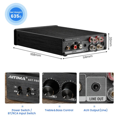 AIYIMA A07 PRO TPA3255 Bluetooth Power Amplifier Audio Amplifier 2.0 Stereo Speaker Amplifiers HiFi Amplificador Amp 300Wx2