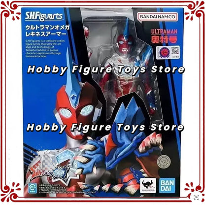 Ultraman Omega Bandai Original SHF Blue Dragon and White Tiger Armored Suit Action Figure Statue Decoration Item for Anime Gifts