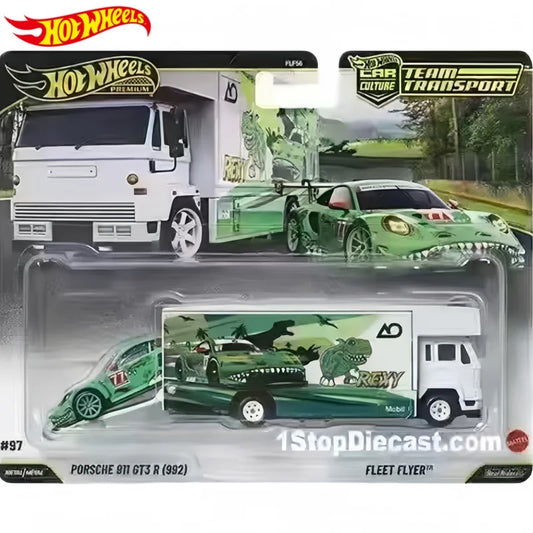 2026 1:64 Hot Wheels Team Transport Porsche 911GT3 Green Dinosaur Ford F150 - R08N Diecast Alloy Collectible Car Model Fans Gift