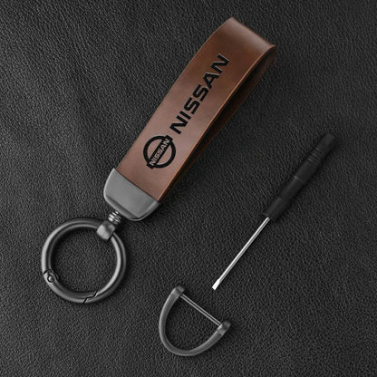 Vintage Leather Car Keychain Key Ring Pendant Fit For Nissan Sylphy N7 Qashqai J10 J11 Note Teana Navara Juke GTR 350Z Patrol Ti