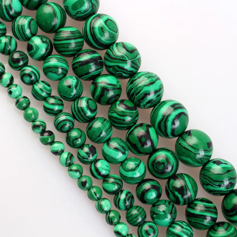 Natural Stone Beads Blue Malachite 8mm Polished Round Smooth Gemstone Beads for Jewelry Making 15 Inch