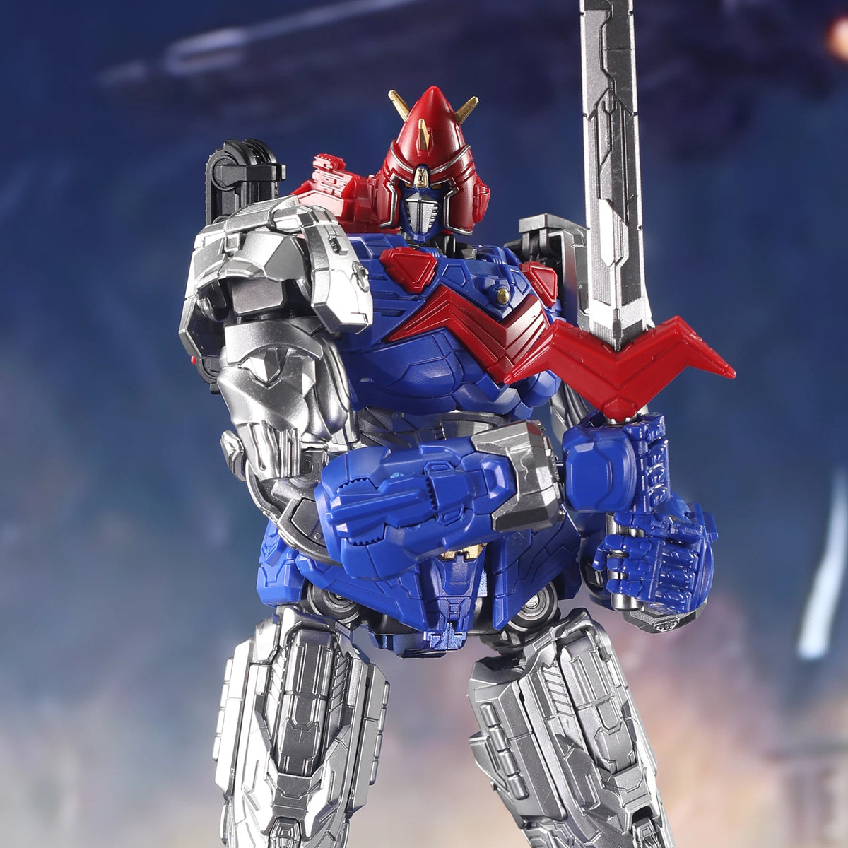 YOLOPARK AMK Series Voltes V: Legacy Voltes V mech model kit in detailed robot design, showcasing sword and armor.