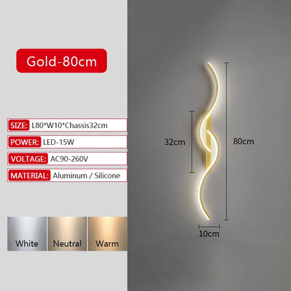Long Strip LED Wall Lamp Modern Remote Control Dimming Living Roomdecor Wall Lamp Background Bedroom Bedside Home LED Lighting