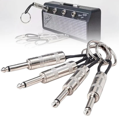 4pcs Wall Guitar Plug Keychain Vintage Amplifier Keychain Holder Key Rings Hanger Functional Key Shelf Hook Home Accessories