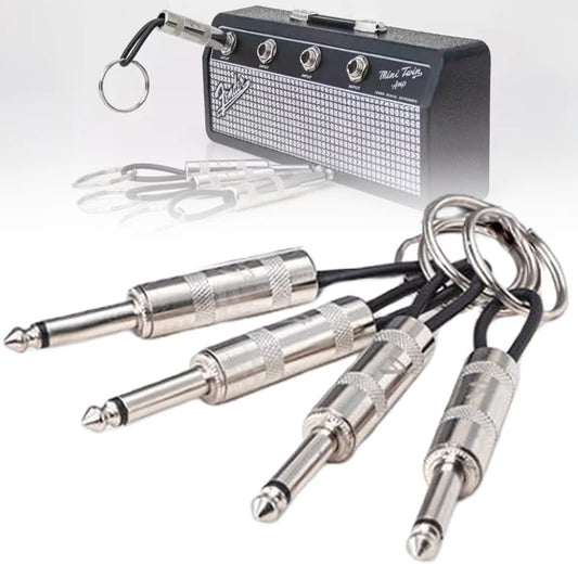 4pcs Wall Guitar Plug Keychain Vintage Amplifier Keychain Holder Key Rings Hanger Functional Key Shelf Hook Home Accessories