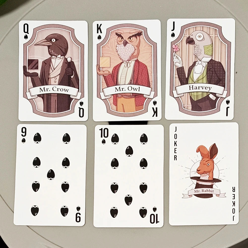 Rusty Lake Playing Cards - 54 Pcs Poker Cards Featuring Mr. Crow, Mr. Owl & Cube Escape Characters 9*6cm on Embossed Cardstock