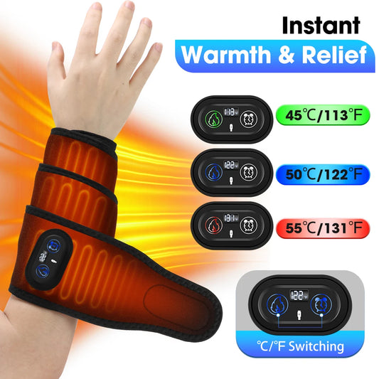 Cordless Heated Wrist Strap,3 Level Large-Area Hot Compress Wrist Brace,Adjustable Warm Elbow Sleeve Belt for Leg Arm Ankle Neck