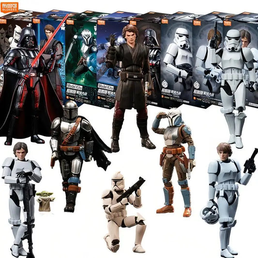 Blokees STAR WARS Anakin Skywalker Din Djarin Grogu Darth Vader Imperial Stormtrooper‌ Action Figure Decoration Collect Toy Gift