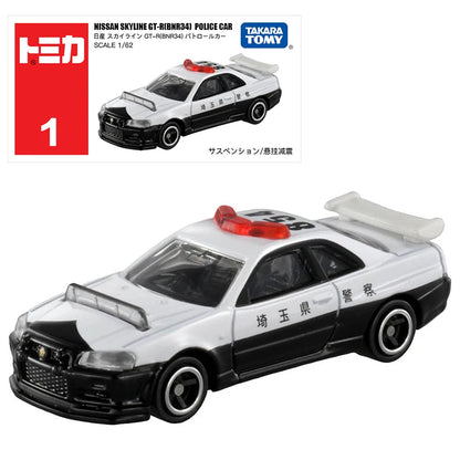 Takara Tomy Tomica No.1 Nissan Skyline GT-R BNR34 Police Car 1/64 Motor Vehicle Diecast Metal Model Kids Xmas Gift Toys for Boys