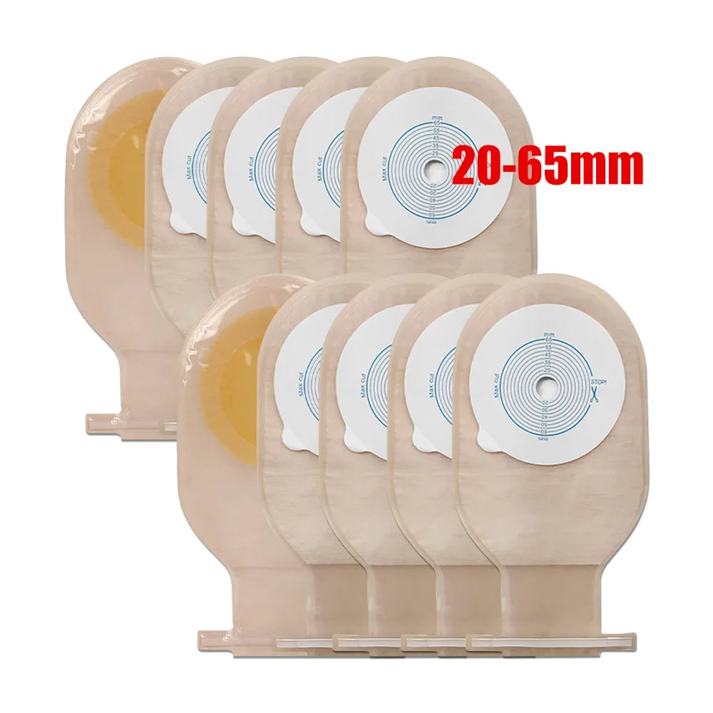 10-50pcs Drain valve One-piece System Colostomy Bags for Adults Disposable Colostomy Pouch Opening 20-65mm With Clip Closure