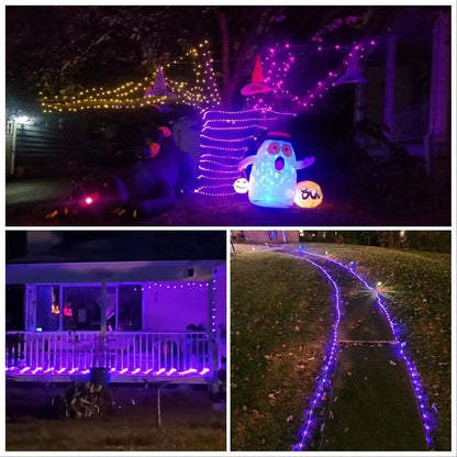 12m/22m/32m Solar Powered Christmas Tree Flexible Fairy Tube Rope String Lights W/Remote Control Copper Wire Outdoor Decoration