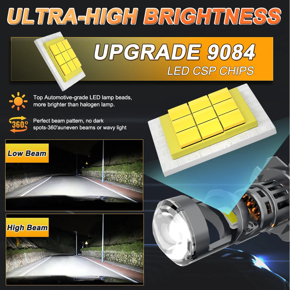 LED H4 H7 Projector Lens Headlight Bulb 5500000LM High Power Led Canbus Light for Car Upgrade Spotlight Automotive Mini Headlamp