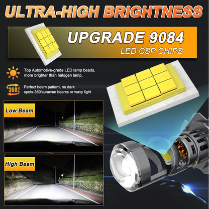 LED H4 H7 Projector Lens Headlight Bulb 5500000LM High Power Led Canbus Light for Car Upgrade Spotlight Automotive Mini Headlamp