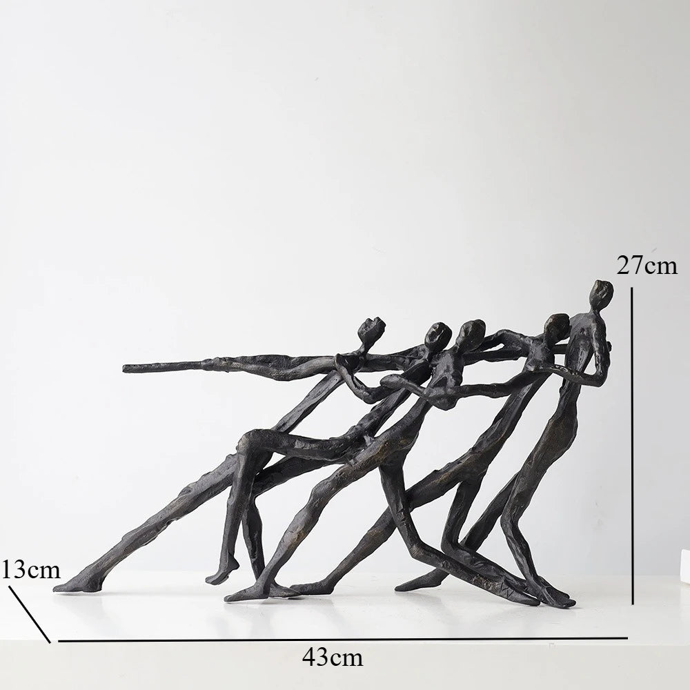 Retro Metal Figure Sculpture Black Art Statue Character Ornaments Home Accessories Decoration Display Model Figurines Gifts