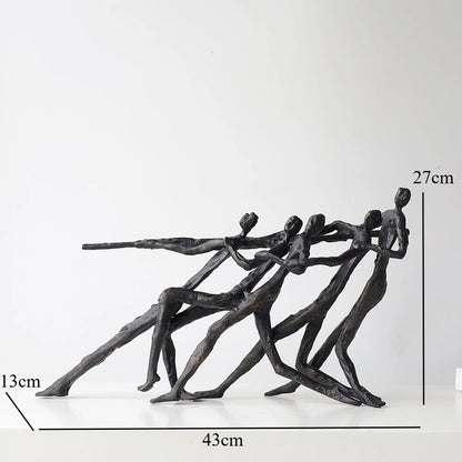 Retro Metal Figure Sculpture Black Art Statue Character Ornaments Home Accessories Decoration Display Model Figurines Gifts