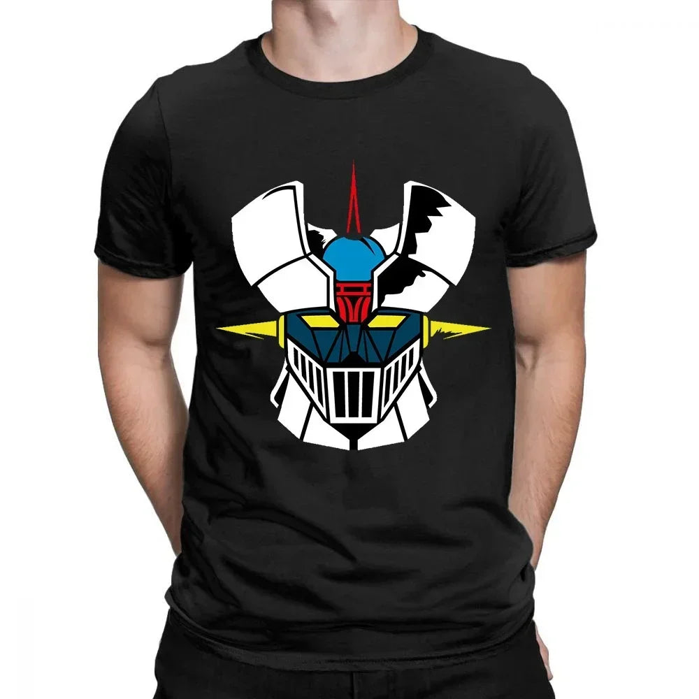 Cool mazinger z anime movie robot streetwear graphic print t-shirt fashion casual Tee Tops
