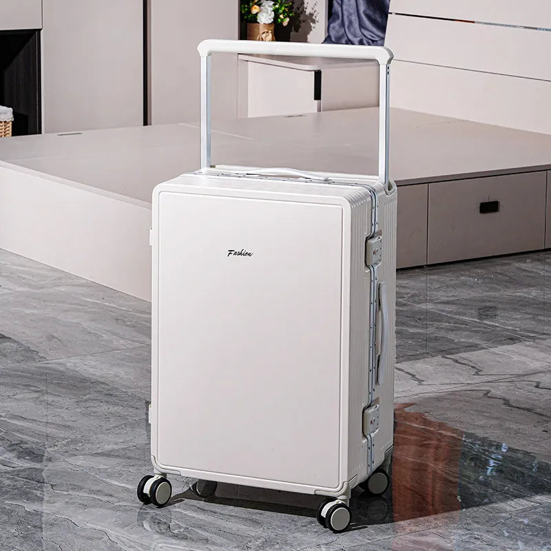 KLQDZMS Suitcase Women's Zipper Boarding Box Men's Aluminum Frame Trolley Case 20"24"26"28 Inch Large Capacity Travel Luggage