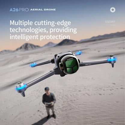 Original A26 Pro FPV HD Drone  4K Triple Camera Brushless Motor Obstacle Avoidance Foldable RC Quadcopter Drone for Adults Kids