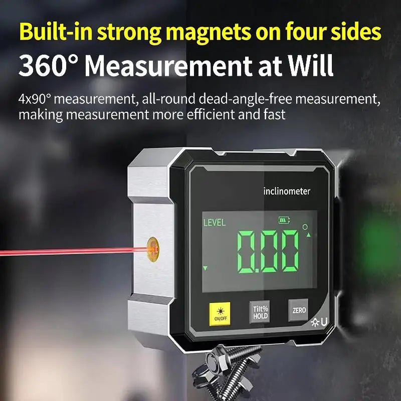 New·Accurate Measurement Level Four Sided Magnetic Suction Double-sided Laser Tilt Angle Box Slope Electronic Angle Ruler