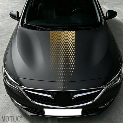 Diamond Rhombus Mesh Engine Hood Sticker Universal Car Hood Decal Self‑Adhesive Waterproof Cool Auto Exterior Tuning Accessory