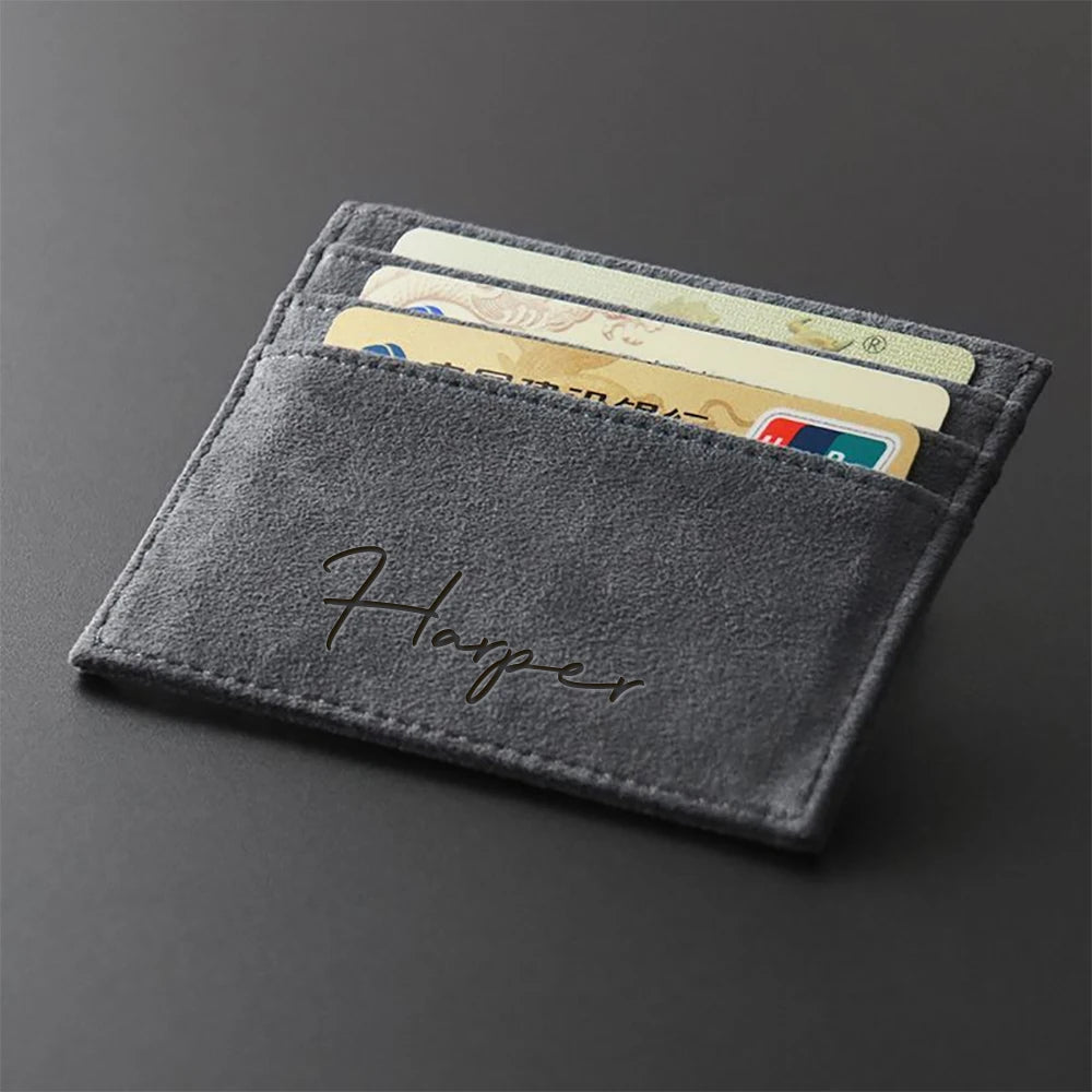 Customizable 3D Laser Engraved Name Personalized Women Men Wallet PU Faux Leather Fashion Design Simple Lightweight Card Wallet