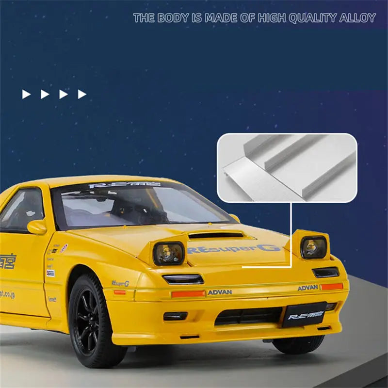 1:24 Mazda RX7 Alloy Sports Car Model Diecasts Metal Toy Racing Vehicles Car Model Simulation Sound and Light Childrens Toy Gift