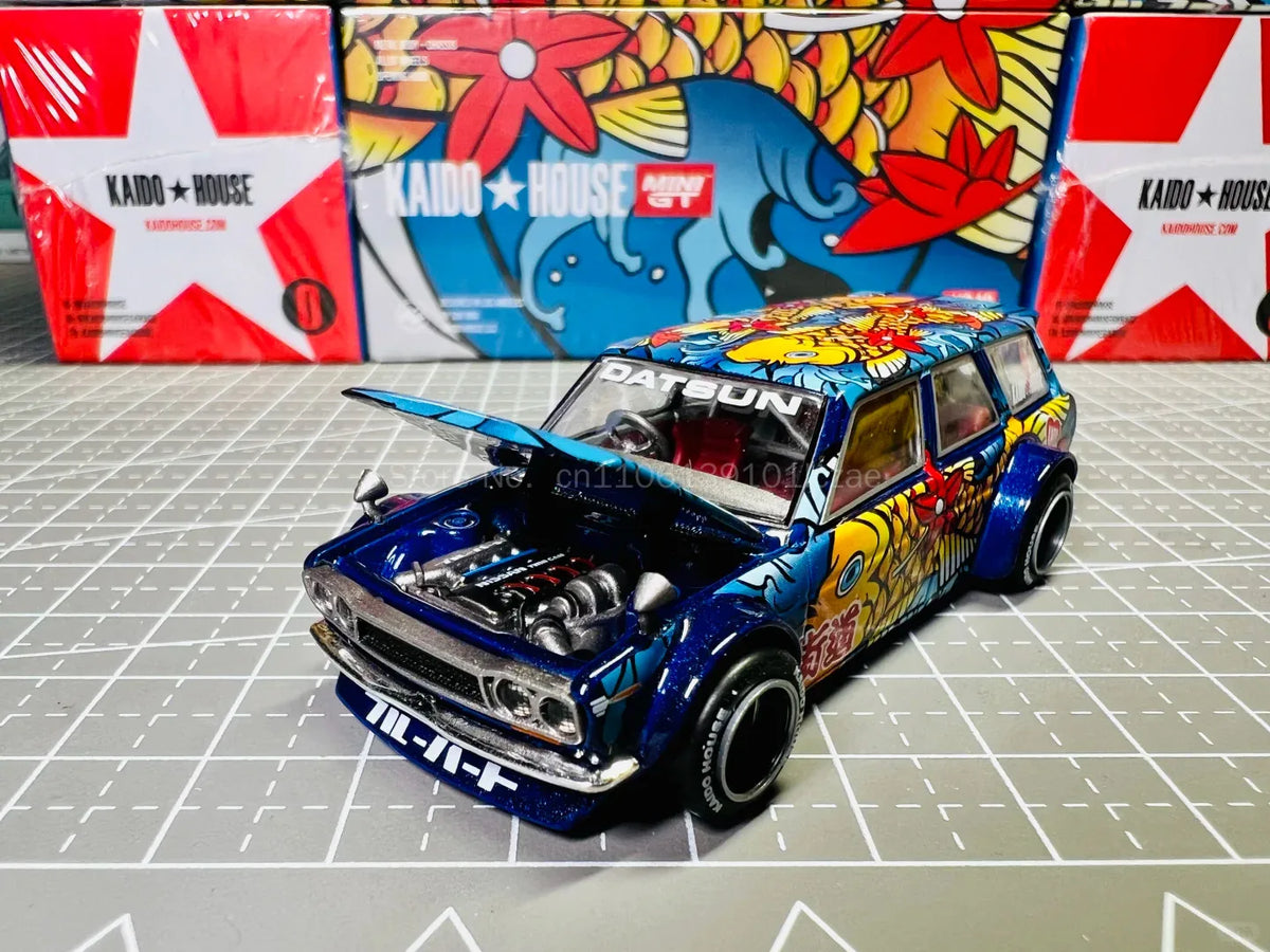 MINIGT Kaido House KHMG248 1:64 Alloy Diecast Datsun Kaido 510 Wagon Koi Wagon V1 Collectible Model Car Diecast Model 248 Chase