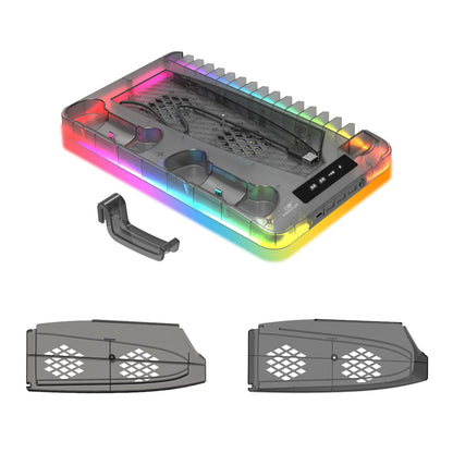 GAMINJA P58 Cooling Stand For PS5 RGB Charging Base Dual-Controller Charging Station Dual-Controller Charger For PS5 Accessories